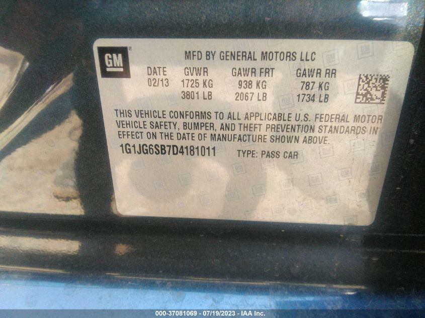 2013 CHEVROLET SONIC RS - 1G1JG6SB7D4181011