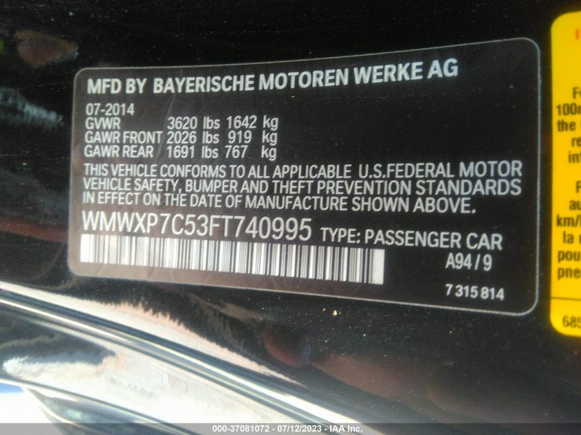 2015 MINI COOPER HARDTOP S - WMWXP7C53FT740995