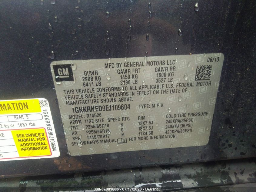 2014 GMC ACADIA SLE - 1GKKRNED9EJ109604