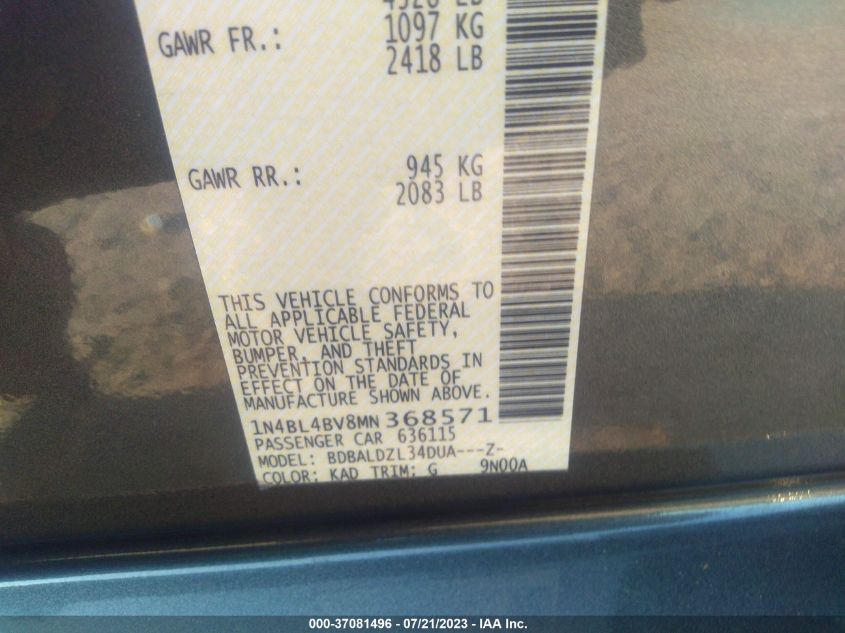 2021 NISSAN ALTIMA 2.5 S - 1N4BL4BV8MN368571
