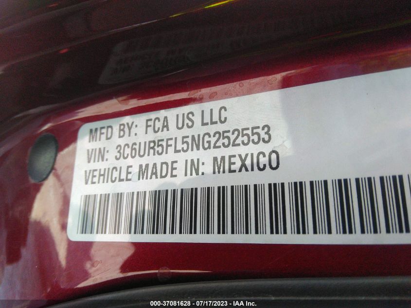 2022 RAM 2500 LARAMIE - 3C6UR5FL5NG252553