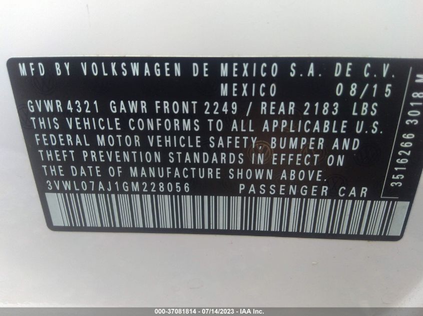2016 VOLKSWAGEN JETTA SEDAN 1.8T SEL - 3VWL07AJ1GM228056