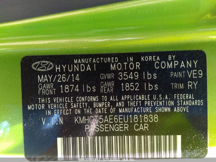 2014 HYUNDAI ACCENT GS - KMHCT5AE6EU181838