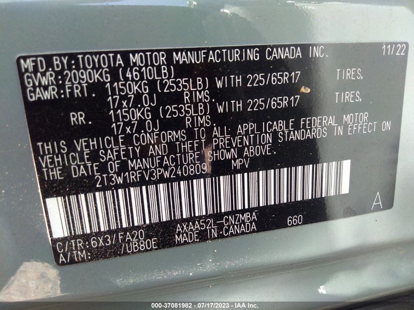 2023 TOYOTA RAV4 XLE - 2T3W1RFV3PW240809