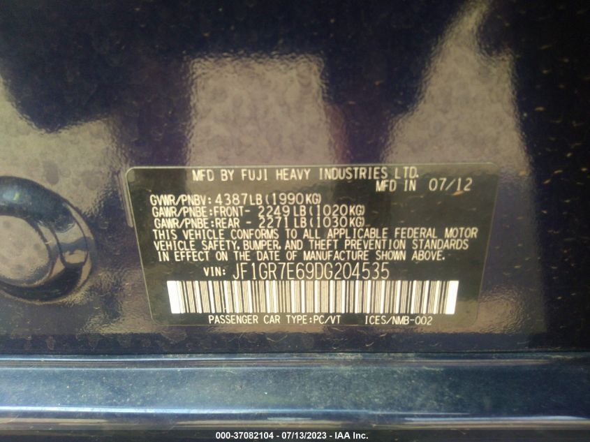 2013 SUBARU IMPREZA WAGON WRX WRX LIMITED JF1GR7E69DG204535