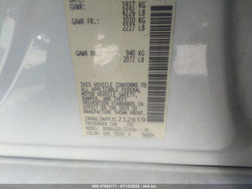 2018 NISSAN ALTIMA 2.5 S - 1N4AL3APXJC212659