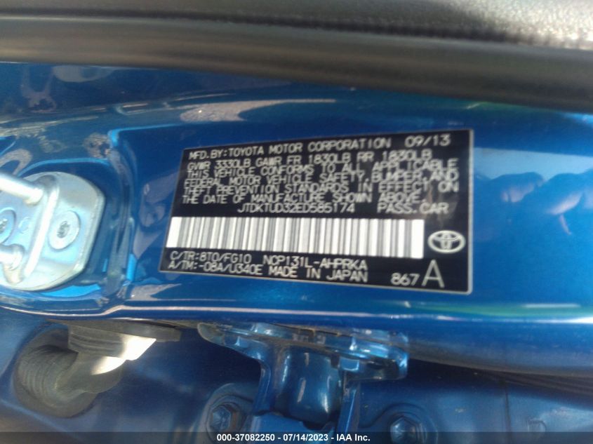 2014 TOYOTA YARIS - JTDKTUD32ED585174