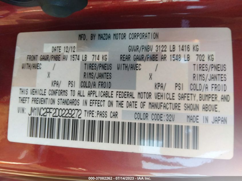 2013 MAZDA MX-5 MIATA GRAND TOURING - JM1NC2PF2D0229272