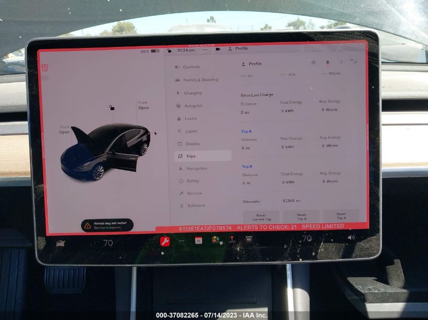 2018 TESLA MODEL 3 RANGE BATTERY - 5YJ3E1EA7JF078574