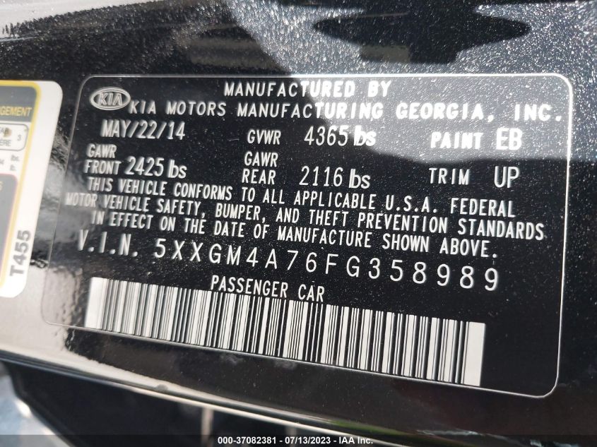 2015 KIA OPTIMA LX - 5XXGM4A76FG358989