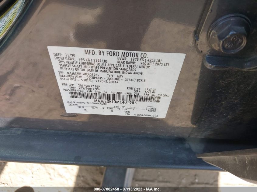 2021 FORD ECOSPORT TITANIUM - MAJ6S3KL3MC401985