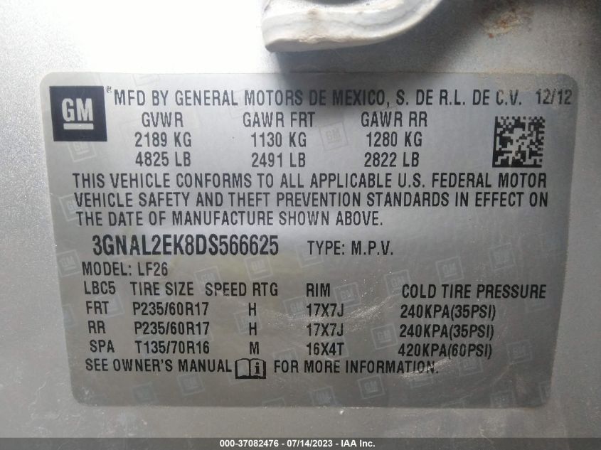 2013 CHEVROLET CAPTIVA SPORT FLEET LS - 3GNAL2EK8DS566625