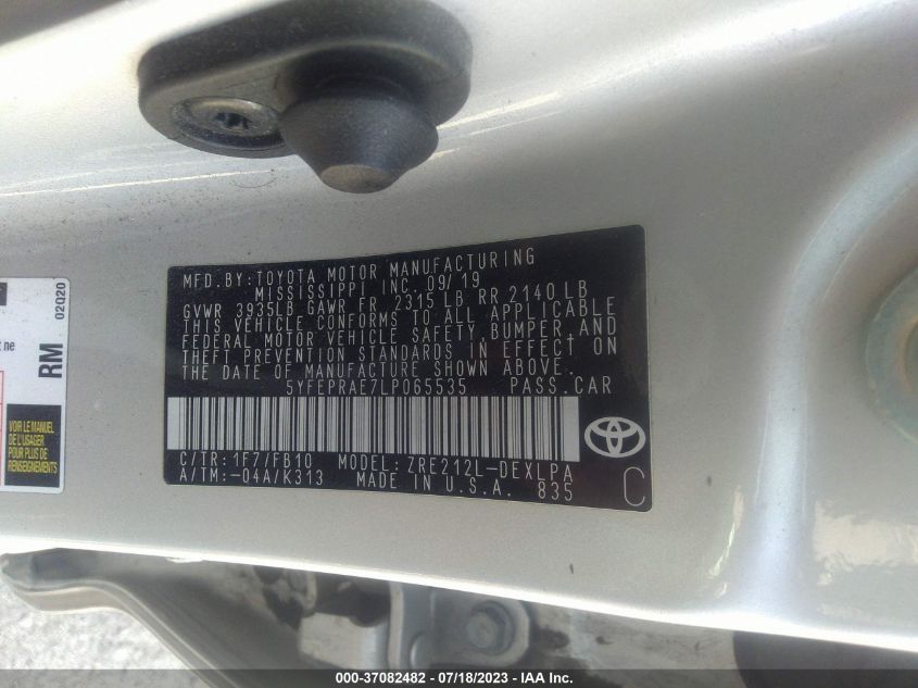 2020 TOYOTA COROLLA LE - 5YFEPRAE7LP065535