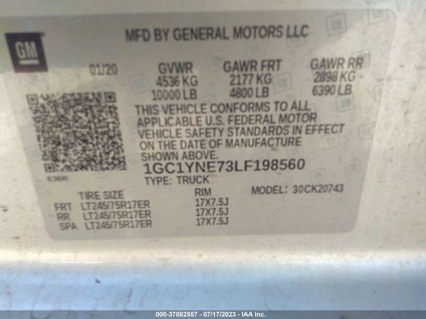2020 CHEVROLET SILVERADO 2500HD LT - 1GC1YNE73LF198560