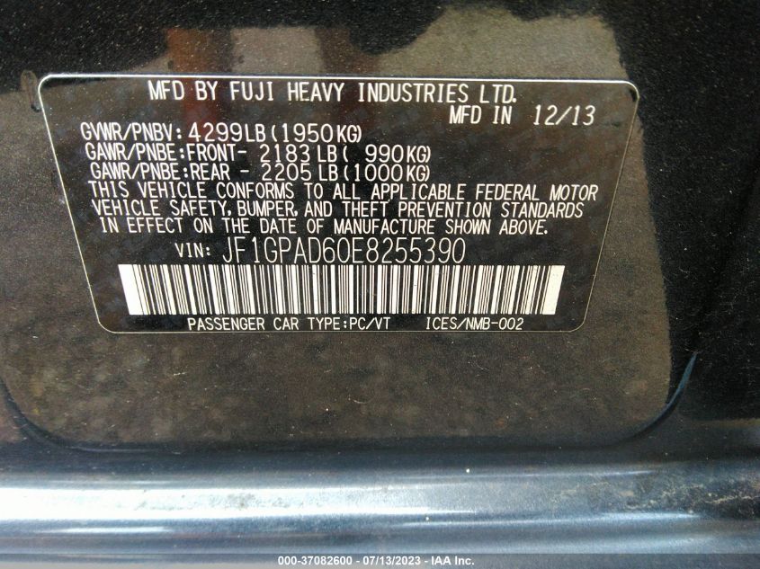 2014 SUBARU IMPREZA WAGON 2.0I PREMIUM - JF1GPAD60E8255390