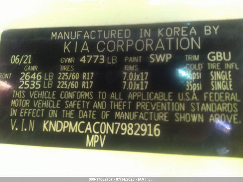 2022 KIA SPORTAGE LX - KNDPMCAC0N7982916