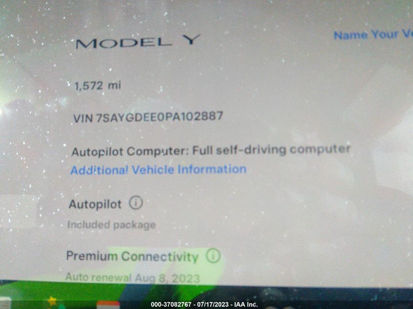2023 TESLA MODEL Y LONG RANGE - 7SAYGDEE0PA102887