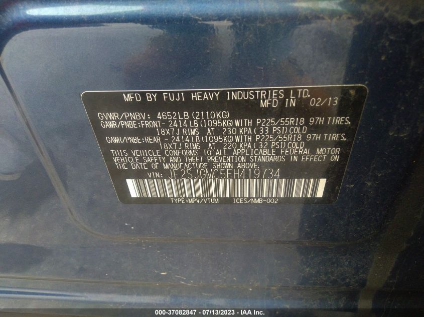 2014 SUBARU FORESTER 2.0XT TOURING - JF2SJGMC5EH419734