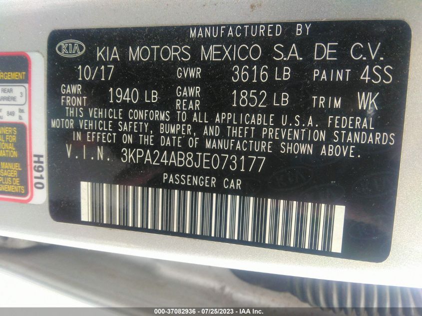 2018 KIA RIO S - 3KPA24AB8JE073177