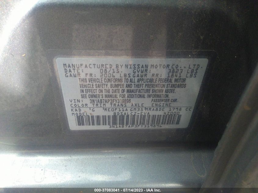 2015 NISSAN SENTRA S - 3N1AB7AP3FY319896