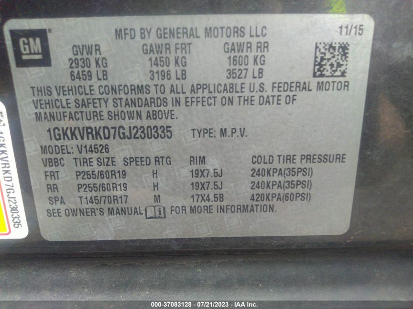 2016 GMC ACADIA SLT - 1GKKVRKD7GJ230335