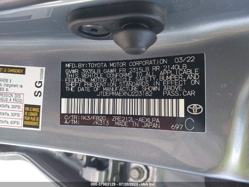 2022 TOYOTA COROLLA LE - JTDEPMAEXNJ223182