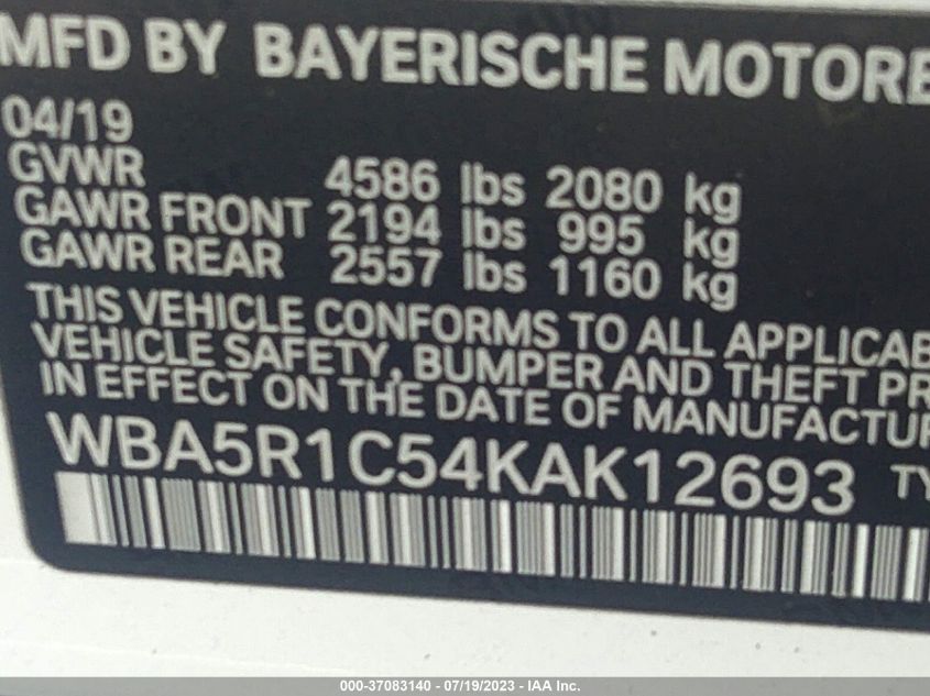 2019 BMW 3 SERIES 330I - WBA5R1C54KAK12693