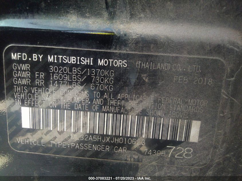2018 MITSUBISHI MIRAGE GT - ML32A5HJXJH010623