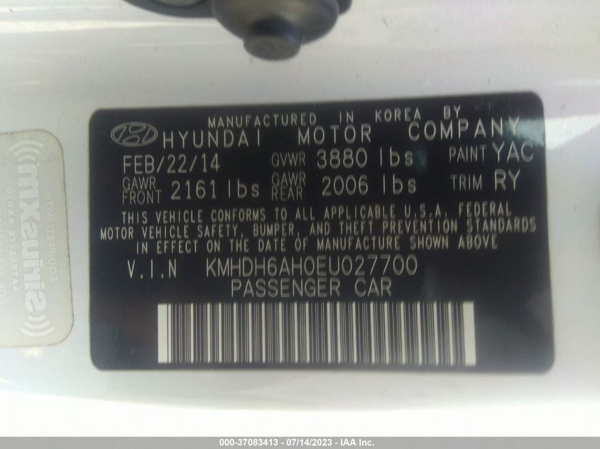 2014 HYUNDAI ELANTRA COUPE - KMHDH6AH0EU027700
