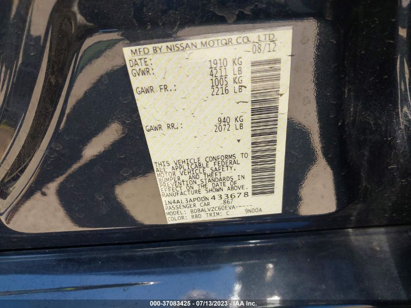 2013 NISSAN ALTIMA 2.5 SL - 1N4AL3AP0DN433678