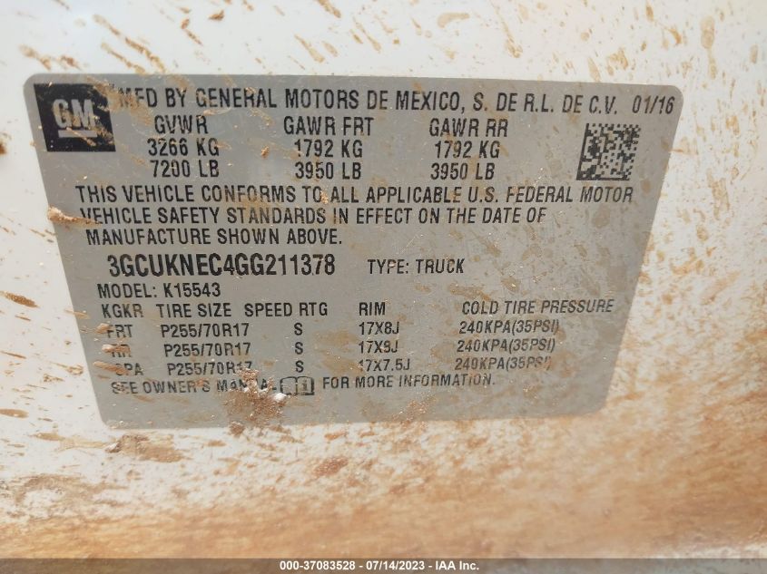 2016 CHEVROLET SILVERADO 1500 WORK TRUCK - 3GCUKNEC4GG211378