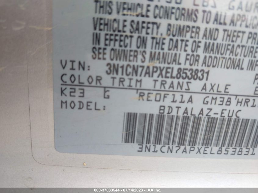 2014 NISSAN VERSA S PLUS - 3N1CN7APXEL853831
