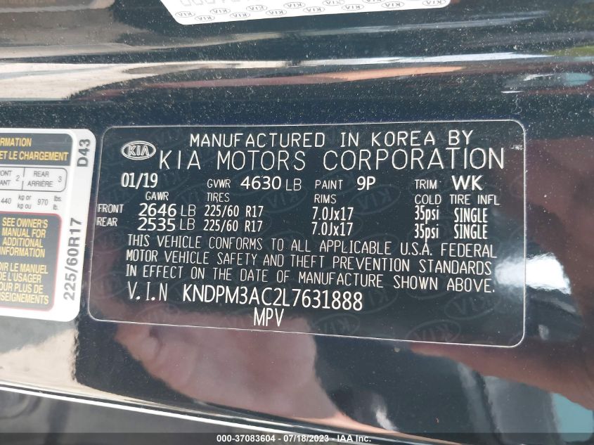 2020 KIA SPORTAGE LX - KNDPM3AC2L7631888