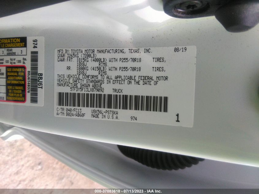2020 TOYOTA TUNDRA 4WD SR5/TRD PRO - 5TFDY5F13LX879092
