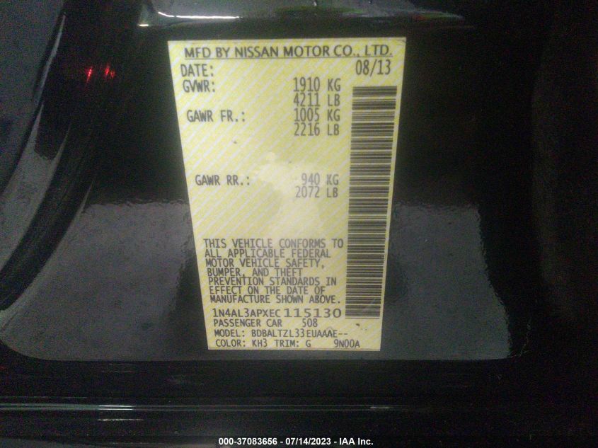 2014 NISSAN ALTIMA 2.5 SV - 1N4AL3APXEC115130