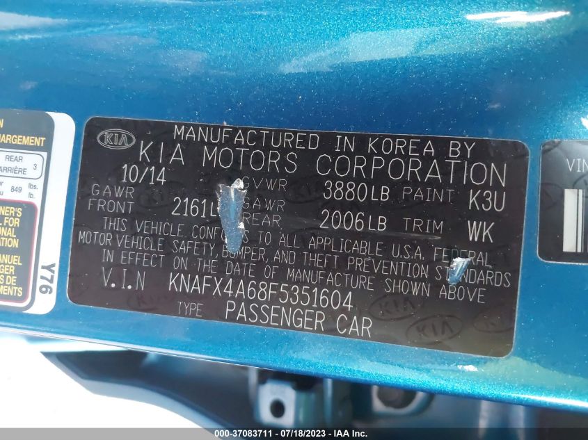 2015 KIA FORTE LX - KNAFX4A68F5351604