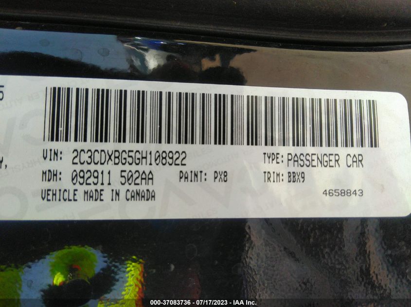 2016 DODGE CHARGER SE - 2C3CDXBG5GH108922