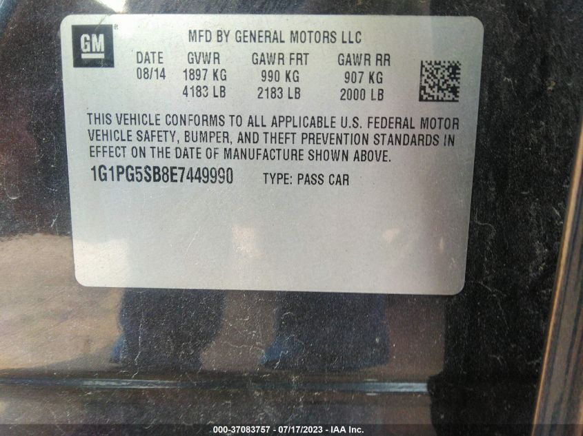 2014 CHEVROLET CRUZE LTZ - 1G1PG5SB8E7449990