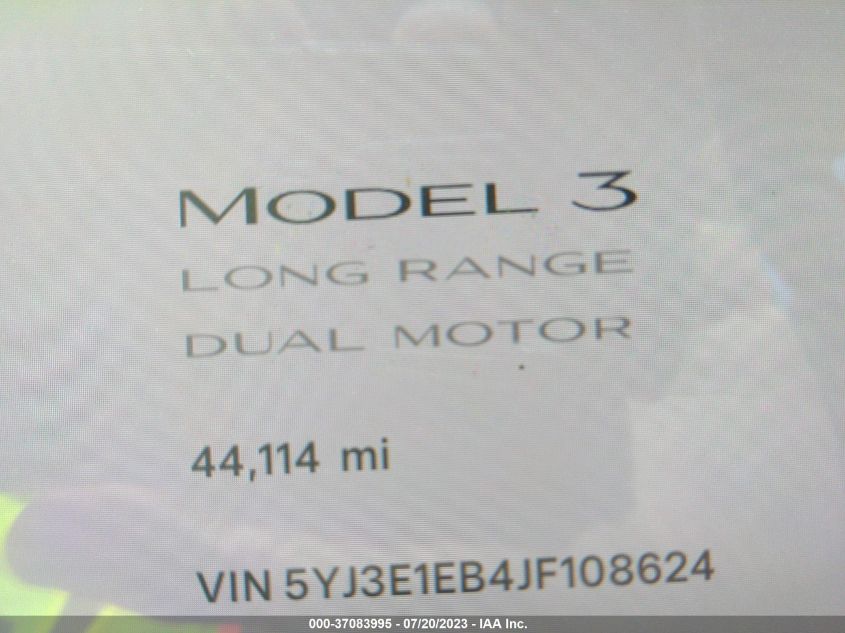 2018 TESLA MODEL 3 LONG RANGE - 5YJ3E1EB4JF108624
