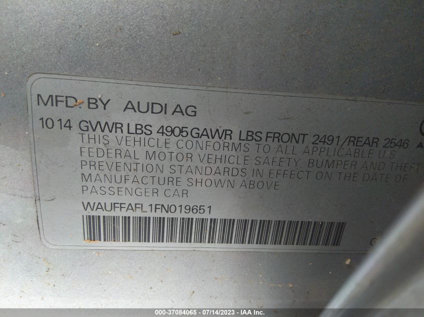 2015 AUDI A4 PREMIUM PLUS - WAUFFAFL1FN019651