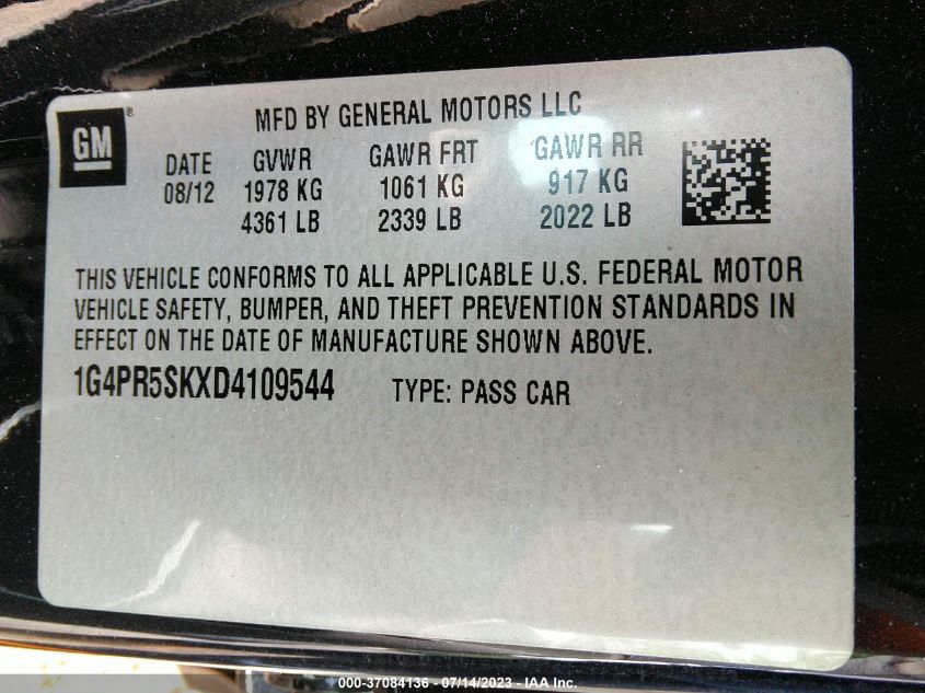 2013 BUICK VERANO CONVENIENCE - 1G4PR5SKXD4109544