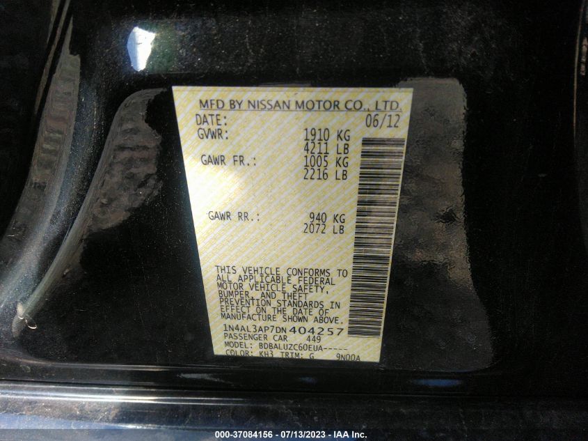 2013 NISSAN ALTIMA 2.5 SV - 1N4AL3AP7DN404257