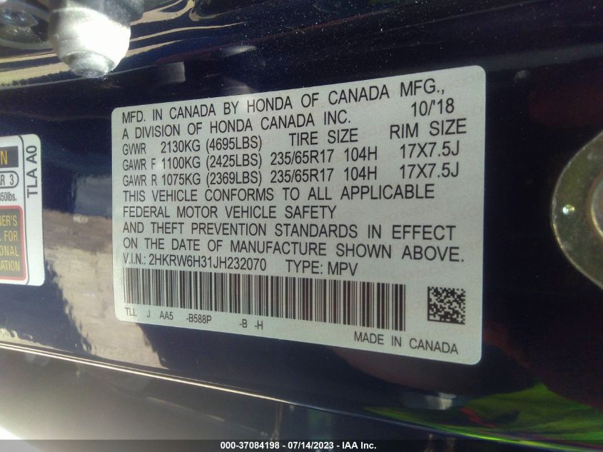 2018 HONDA CR-V LX - 2HKRW6H31JH232070