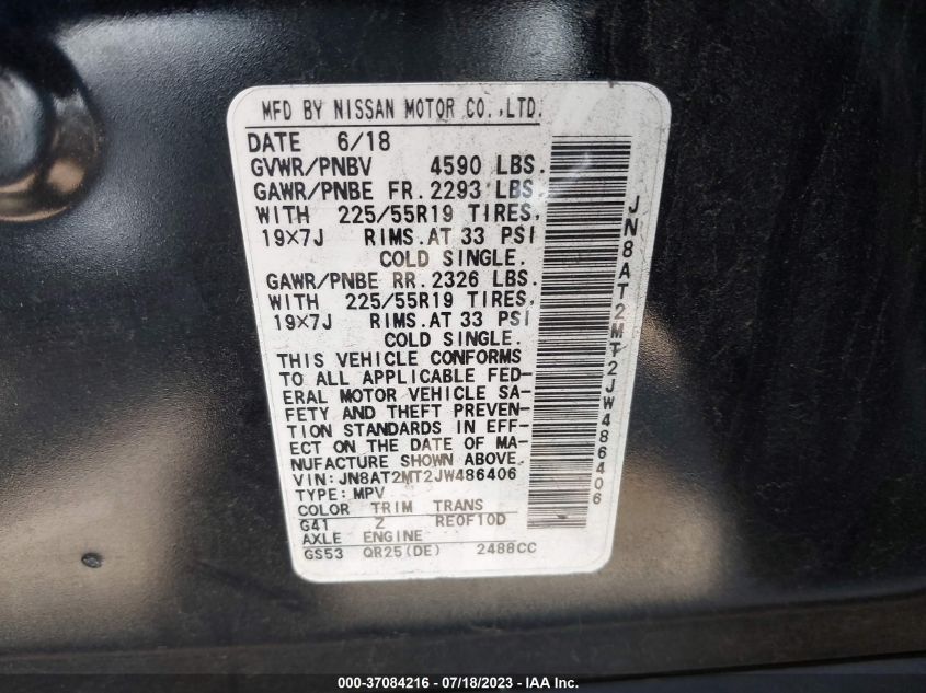 2018 NISSAN ROGUE SL - JN8AT2MT2JW486406