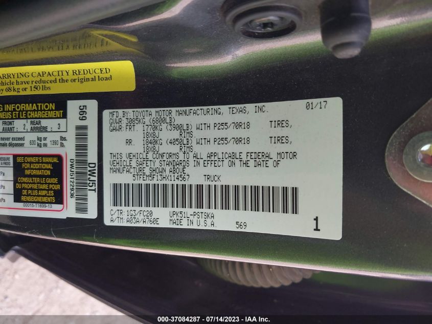 2017 TOYOTA TUNDRA 2WD SR5 - 5TFEM5F13HX114567