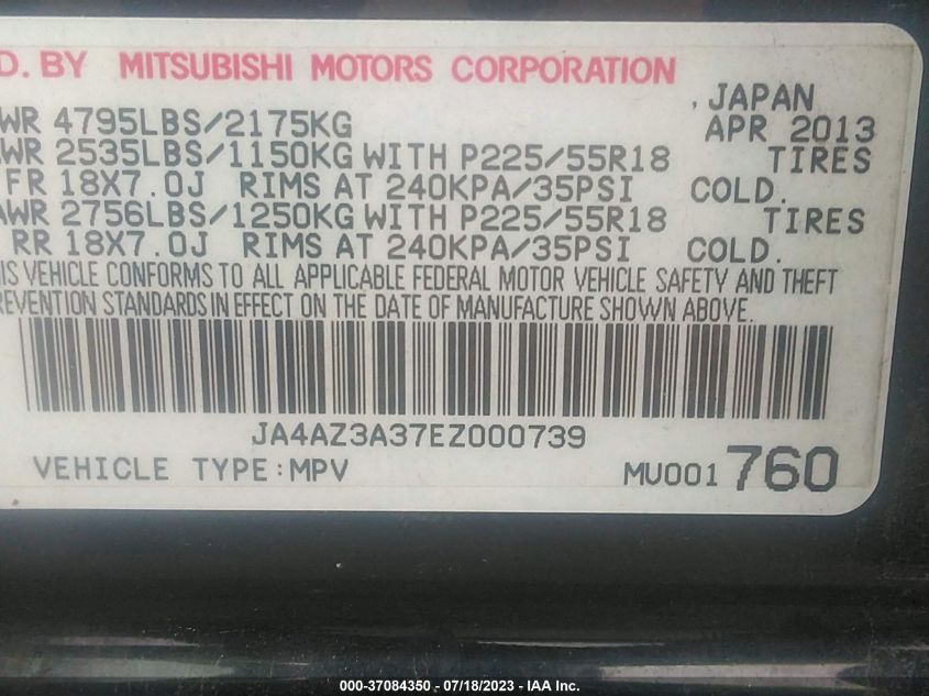 2014 MITSUBISHI OUTLANDER SE - JA4AZ3A37EZ000739