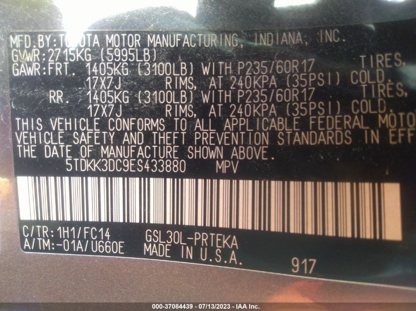 2014 TOYOTA SIENNA LE - 5TDKK3DC9ES433880