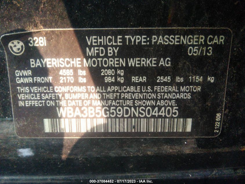 2013 BMW 328I XDRIVE - WBA3B5G59DNS04405