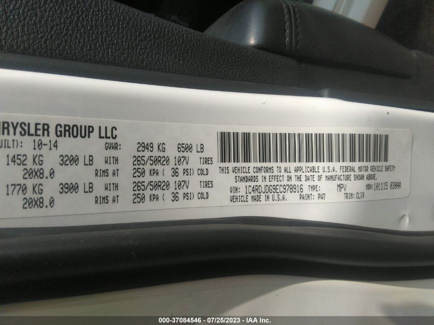 2014 DODGE DURANGO LIMITED - 1C4RDJDG9EC978916