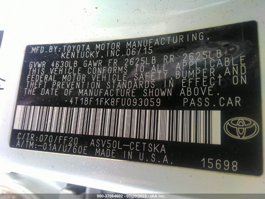 2015 TOYOTA CAMRY SE - 4T1BF1FK8FU093059